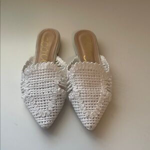 CCOCCI White Textured Slip-On Mules